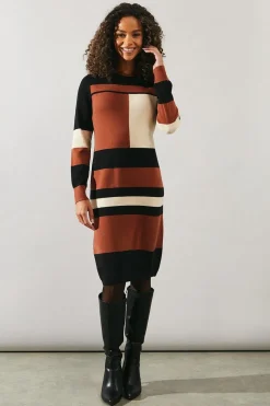 Stripe Colourblock Knitted Mini Dress
