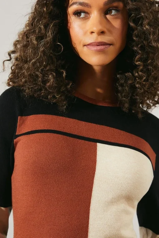 Stripe Colourblock Knitted Mini Dress