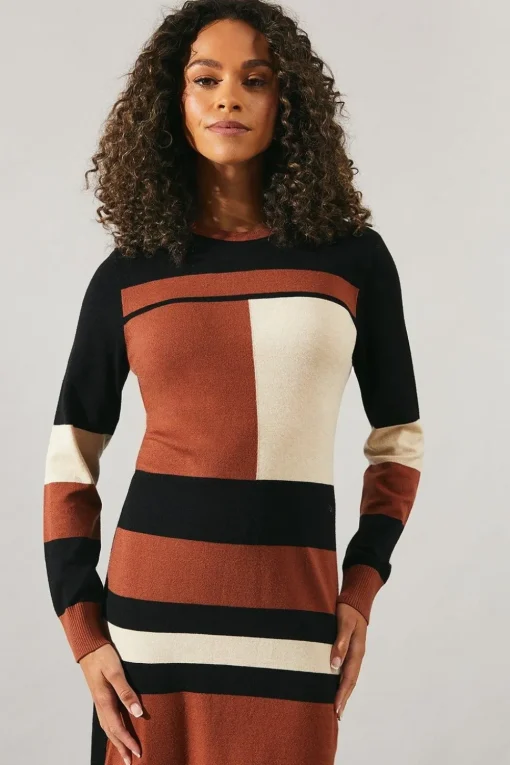 Stripe Colourblock Knitted Mini Dress