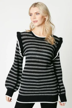 Stripe Frill Sleeve Tunic