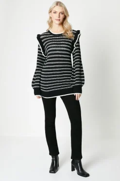 Stripe Frill Sleeve Tunic