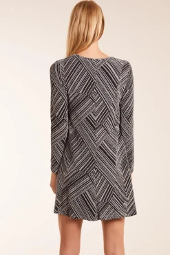 Stripe Glittery Long Sleeve Shift Dress