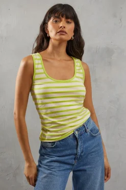 Stripe Jersey Scoop Neck Vest