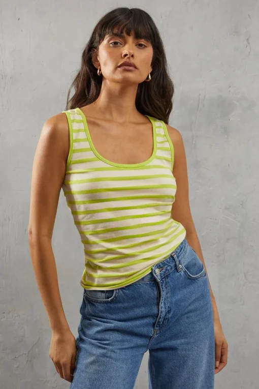 Stripe Jersey Scoop Neck Vest