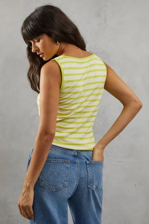 Stripe Jersey Scoop Neck Vest