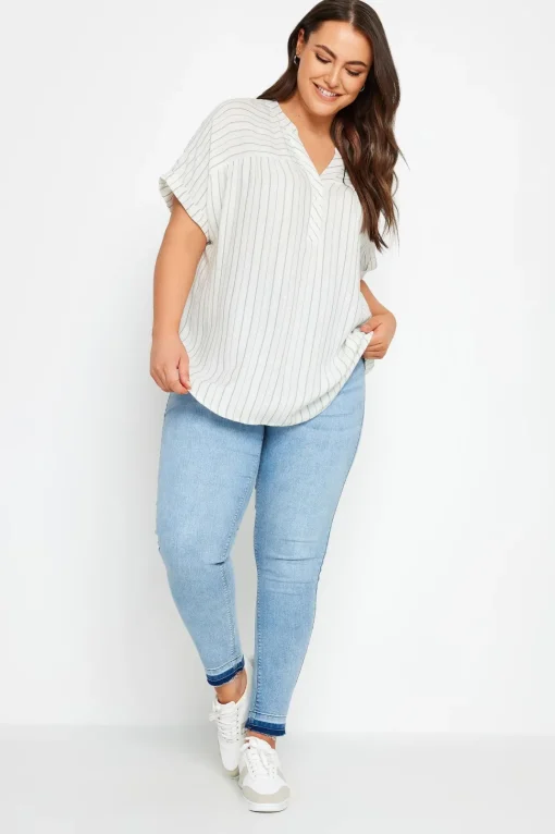 Stripe Notch Neck Blouse
