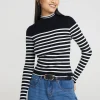 Stripe Rib Turtleneck Jumper