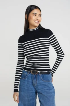 Stripe Rib Turtleneck Jumper