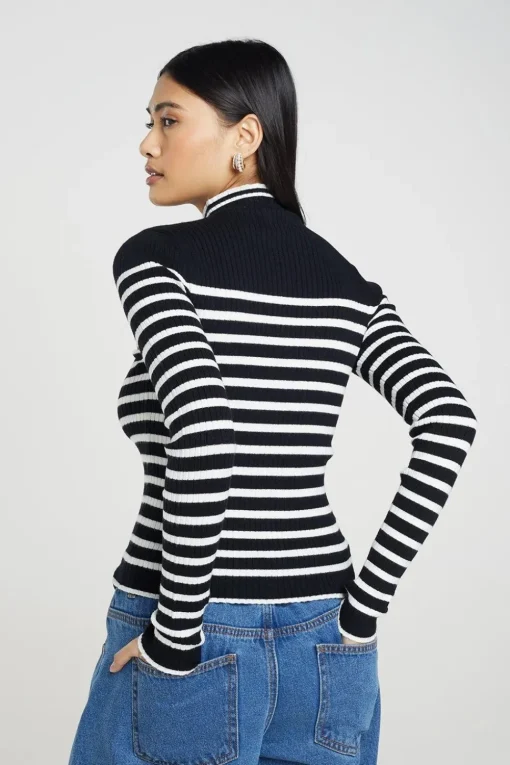 Stripe Rib Turtleneck Jumper