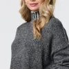Stripe Trim High Neck Oversized Jumper