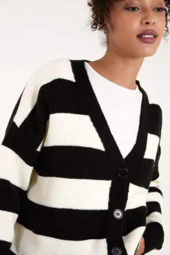 Stripe V Neck Cardigan