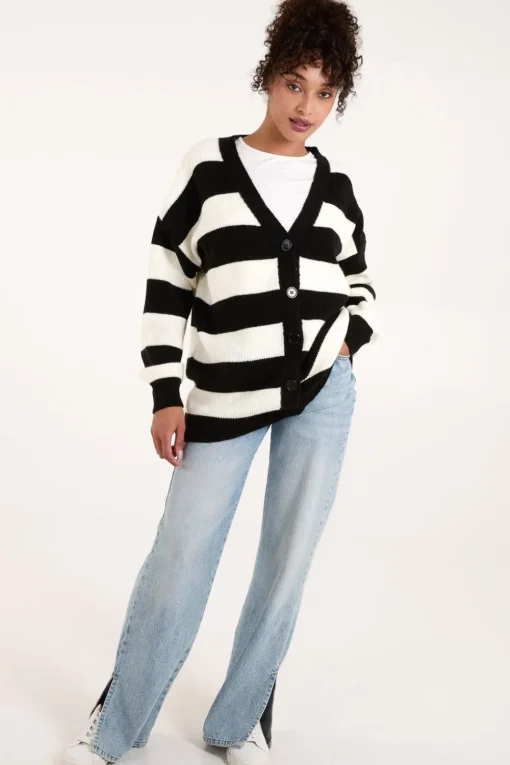 Stripe V Neck Cardigan