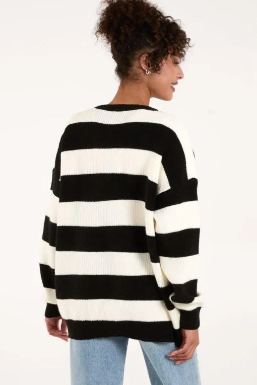 Stripe V Neck Cardigan