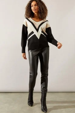Stripe V Neck Jumper