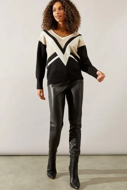 Stripe V Neck Jumper