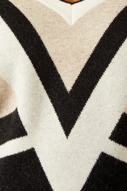 Stripe V Neck Jumper