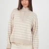 Striped 1/2 Zip Knitted Jumper