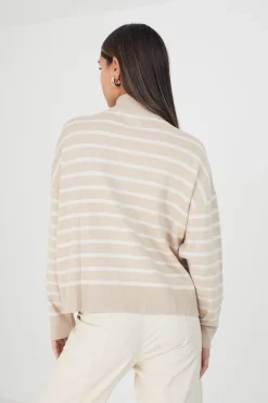 Striped 1/2 Zip Knitted Jumper