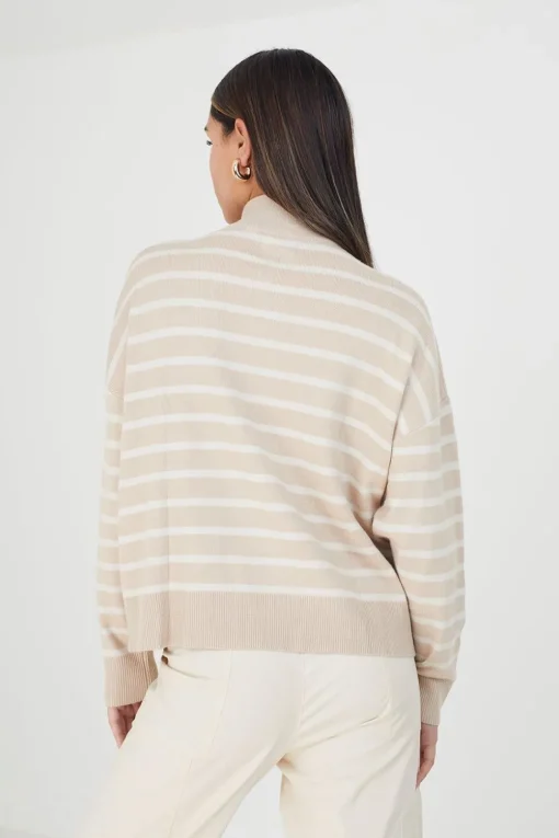 Striped 1/2 Zip Knitted Jumper
