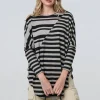 Striped Asymmetric Long Sleeve Tunic Top