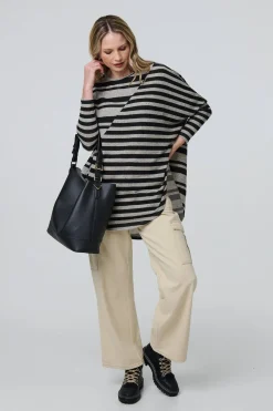 Striped Asymmetric Long Sleeve Tunic Top