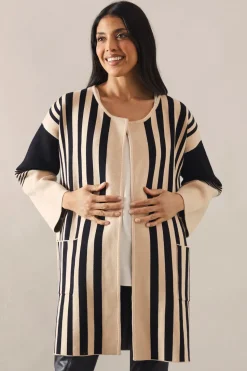 Striped Colour Block Coatigan