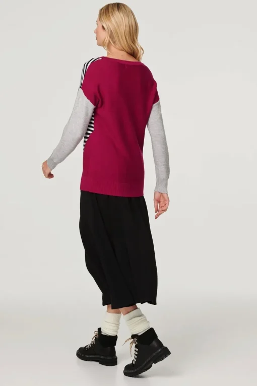 Striped Colour Block Knit Jumper