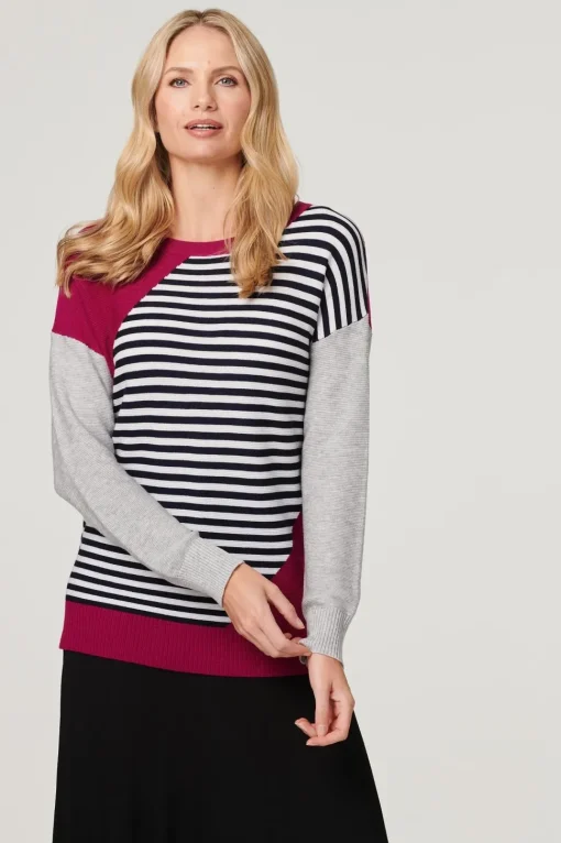 Striped Colour Block Knit Jumper