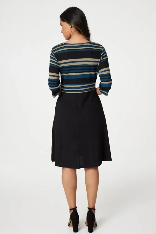 Striped Colour Block Skater Dress