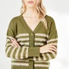 Striped Knitted Button Through Cardigan