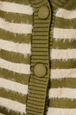 Striped Knitted Button Through Cardigan