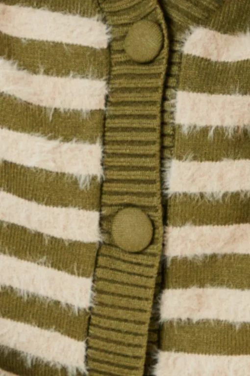 Striped Knitted Button Through Cardigan