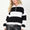 Striped Knitted Jumper With Zip Neck