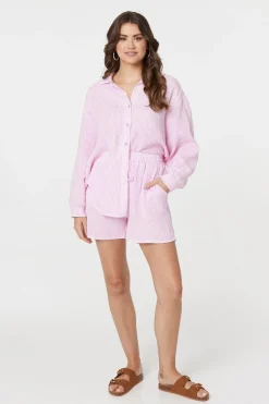 Striped Tie Waist Relaxed Shorts