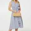 Striped Tie Waist Tiered Midi Dress
