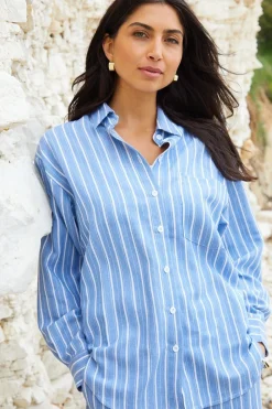 Striped 'Rooney' Cotton Blend Long Sleeve Shirt
