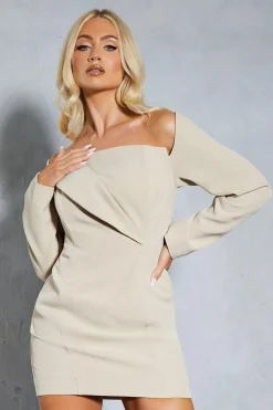 Structured Off Shoulder Mini Dress
