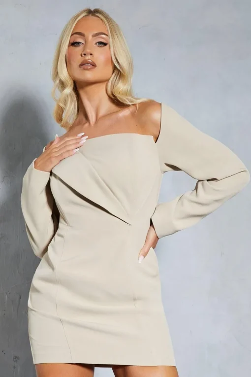 Structured Off Shoulder Mini Dress