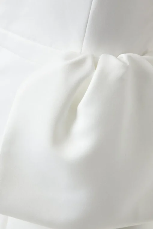 Structured Satin Statement Bow One Shoulder Bridal Dress