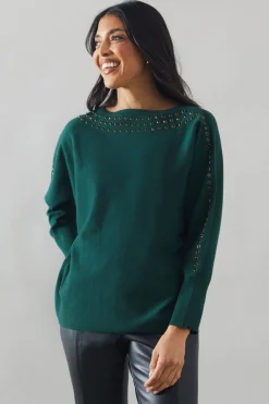 Stud Detail Boat Neck Jumper