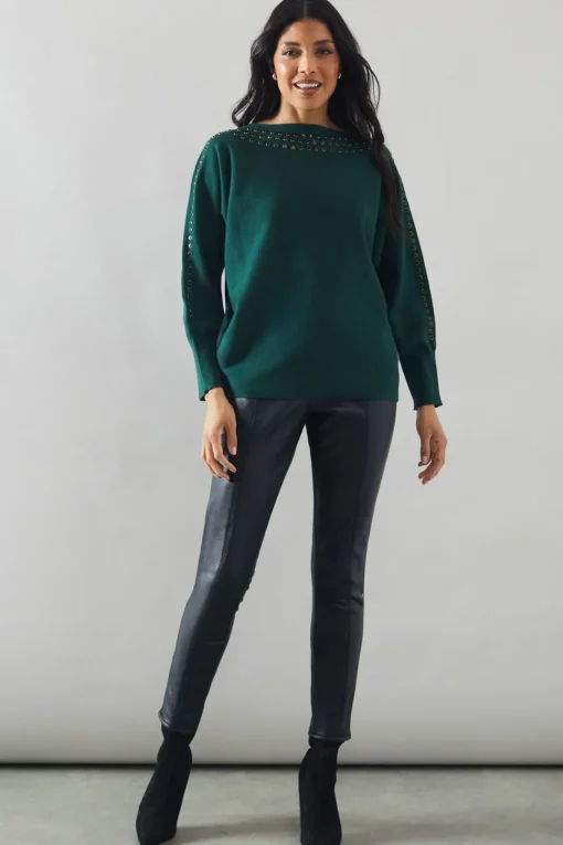 Stud Detail Boat Neck Jumper