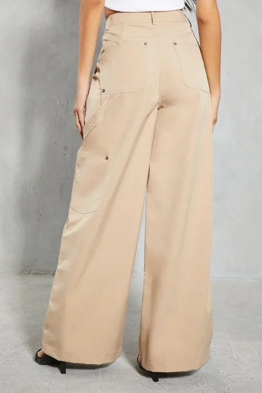 Studded Pocket Detail Wide Leg Trouser