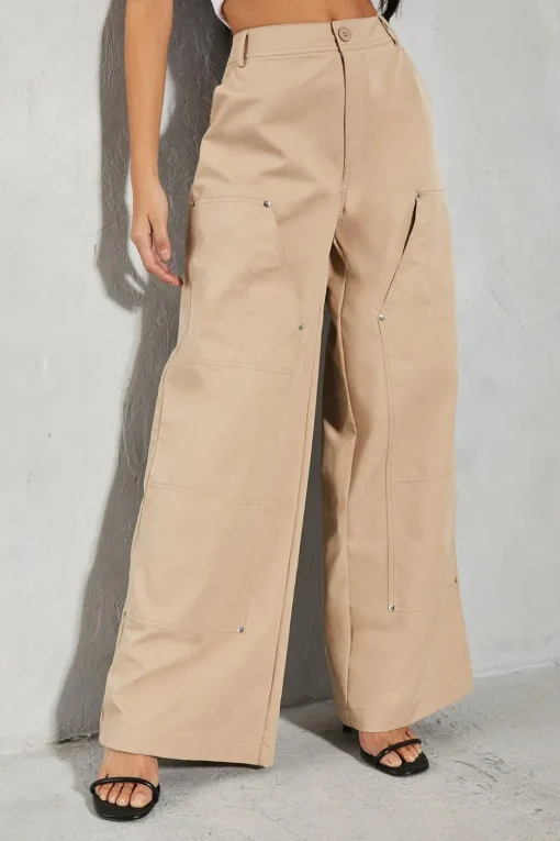 Studded Pocket Detail Wide Leg Trouser