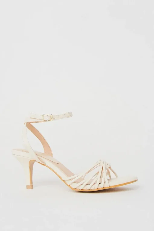 Sugar Faux Leather Twist Strap Kitten Heeled Sandals