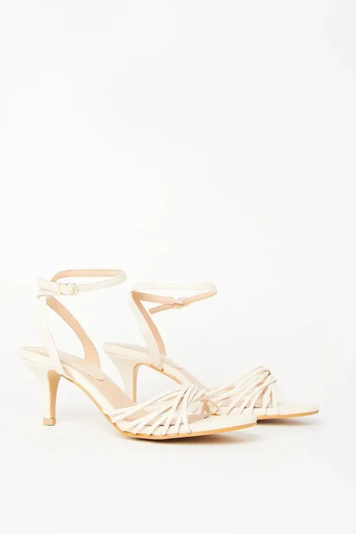 Sugar Faux Leather Twist Strap Kitten Heeled Sandals