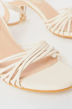 Sugar Faux Leather Twist Strap Kitten Heeled Sandals