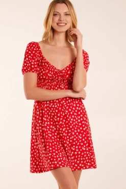 Sweetheart Neck Floral Mini Dress