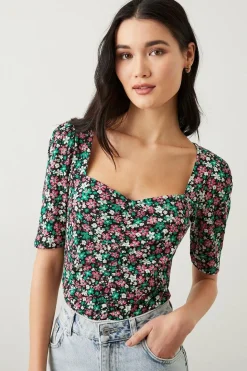Sweetheart Ruched Body Short Sleeve Top