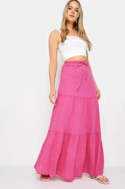 Tall Acid Wash Tiered Maxi Skirt
