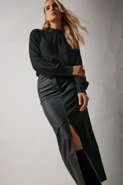 Tall Coated Midi Skirt